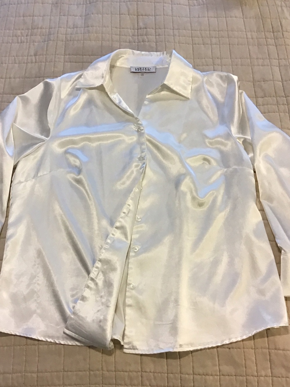 Kasper Satin Button-Down Blouse in Ivory